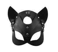 Takingup Cubierta de cuero para la cara del gato, cubierta sexy para los ojos de media cara para cosplay, mascarada, esclavitud de Halloween, gato