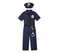 Takingup Disfraz de oficial de policía para niños, disfraz de policía infantil, traje de juego de rol de oficial para niños con conjunto completo de accesorios (talla L), disfraces de Halloween para