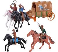 Takingup Figura de acción de Vaquero 1 Juego de Juguete de Vaquero para Montar a Caballo con Carro Figuras de Juguete de plástico y Juegos para Accesorios de Juegos de Mesa de Arena Mental