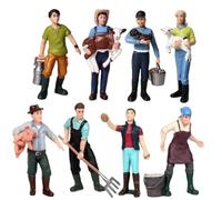 Takingup Juego de Granja con 8 Figuras de granjeros, Juego de Granja de restauración de Escena Real con Figuras en Miniatura realistas, Modelo para decoración de Escritorio, para niños y niñas