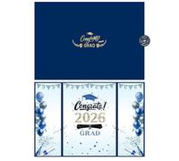 Takingup Libro de Visitas de Graduación, Libro de Visitas de Graduación, Decoraciones Azules 2026, Firma de Dibujos Animados para Fiestas de Cumpleaños, Azul, Decoraciones