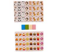 Takingup Mahjong, Juego de Mahjong de 65 Piezas, Lindos Azulejos de Dibujos Animados de Comida y Perros, Juego de Rompecabezas portátil para Familia y Fiesta, 24 mm - Azulejos