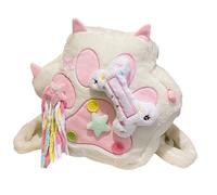 Takingup Mochila De Felpa, Mochila En Forma De Pata De Gato Y2k con Estrellas Y Borlas para Mujer Lindo Bolso De Pentagrama Peludo Y2K - Fluffy