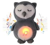 Takingup Peluche de respiración de 10 Pulgadas, búho de Peluche Gris Que Respira, con Luces y música, Lindo Juguete de búho Realista, decoración portátil para niños
