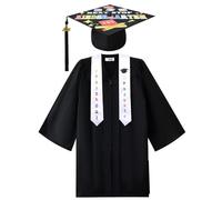 Takingup Toga y Birrete de graduación, Conjunto Preescolar, con Estampado Divertido, Estola y Certificado, Talla L, 4 Piezas/Juego, para Ceremonias Infantiles
