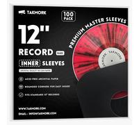 TAKMORK Fundas interiores de papel para discos de vinilo de 12 pulgadas, papel pesado de 80 g para LP y álbumes de 33 RPM, inserciones protectoras con agujero central y esquinas redondeadas, color