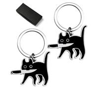 TAKONE 2 llaveros de gato con cuchillo, divertido llavero de dibujos animados de gato, regalo genial para mujeres jóvenes, adolescentes y amantes de los gatos