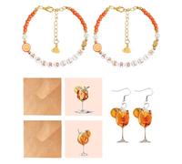 TAKONE Aperol Spritz - Set de regalo para mujer, 2 pulseras de corazón, 2 pendientes y 2 tarjetas de felicitación con sobre, perfecto para fans de Aperol, cumpleaños y fiestas