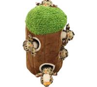 TAKOXIA 6 juguetes para perros de peluche para escondite, casa de árbol, madriguera, juguete chirriante para esconderse, mapache, búho suave panda
