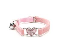 TAKOXIA Collar de seguridad para cachorros con correa elástica, collar de gatito para perros pequeños con decoración de corazón múltiple