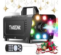 TAKRINK Máquina de Humo 900W con 8 Luces LED RGB de 16 Colores Control Remoto Inalámbrico y Niebla Automática Fog Machine Portátil para Fiestas Bodas Discotecas DJ y Eventos Especiales