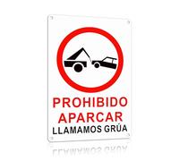TAKULA Cartel Prohibido Aparcar Metal 30x20 cm - Señal "PROHIBIDO APARCAR LLAMAMOS GRÚA" Reflectante - Resistente Agua/Sol con Agujeros (1 Unidad)