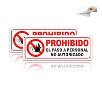 TAKULA Cartel Prohibido El Paso "Personal No Autorizado" - 25x9 cm - Pack de 2 - Señal Reflectante con Adhesivo y Agujeros ¡Instalación Doble!