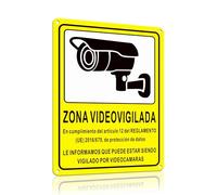 TAKULA Cartel Videovigilancia 25 * 18cm - Cartel Zona Videovigilada Homologado - Advertencia Cámara Vigilancia para Interior/Exterior(1 Unidad)