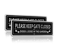 TAKULA Letrero para perros con texto en inglés "Please Keep Gate Close", 25 x 9 cm, con agujeros preperforados y parte trasera adhesiva, adecuado para vallas al aire libre