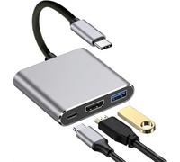 TAKUZA Adaptador USB C a HDMI, 4 K @ 30 Hz, concentrador multipuerto con 100 W PD, USB 3.0, Adaptador USBC HDMI para MacBook Pro/Air, Samsung S24/S23, Surface, HP