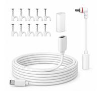 TAKUZA Cable alargador USB C 4,5 m para panel solar y cámara de vigilancia | Incluye adaptador, silicona impermeable y 10 clips de cable, extensión USB C para dispositivos Ring en exteriores