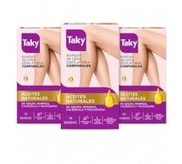 Taky Bandas de Cera Depilatoria Corporales Aceites Naturales Pack de 3 x 16 Bandas + 6 Toallitas Post Depilación, con Argán, Moringa, Caléndula y Macadamia