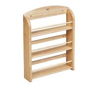 Tala Estante de especias para 18 tarros fabricado con madera de Hevea, almacenamiento organizado de hierbas y especias, diseño de madera de 3 niveles con rieles delanteros para un almacenamiento fácil