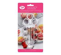 Tala Jeringa para Decorar con 6 Boquillas de Acero Inoxidable, Jeringa Blanca para Cupcakes, Magdalenas, Tartas, Galletas, Glaseado y Rellenos Suaves