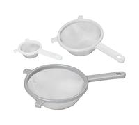 Tala Juego de tamices de cocina con mango de plástico de 8 cm, 15 cm y 18 cm con ganchos estabilizadores, acero inoxidable fino que es perfecto para tamizar y enjuagar alimentos