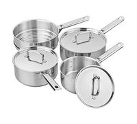 Tala Performance - Batería de cocina de acero inoxidable (3 piezas, con mango largo, cacerolas de 16, 18 y 20 cm, tapas de acero inoxidable, ideal para todo tipo de fuegos)