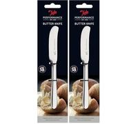 Tala Performance - Cuchillo de mantequilla de acero inoxidable con acabado pulido de espejo, apto para lavavajillas, plateado metálico, 16,3 x 2 x 0,5 cm (Paquete de 2)