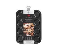 Tala Performance - Molde de 12 tazas de acero al carbono de calibre profesional con revestimiento antiadherente Eclipse, a prueba de horno, perfecto para bollos, cupcakes, pasteles de carne picada y