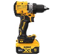 DEWALT DCD800P2T-QW - Taladro atornillador 18V, 2 velocidades, Motor sin escobillas, Portabrocas rápido de 13 mm, Luz LED, Incl. 2 baterías de 5,0 Ah, cargador y caja TSTAK