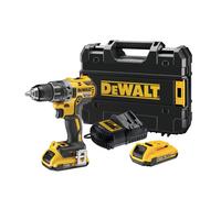 Taladro a batería dewalt 18v brushless - 2 baterias xr li-ion 2,0ah - cargador multi-voltaje, pinza para cinturón, retención magnética de puntas y maletín tstak - dcd791d2-qw