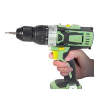 Taladro atornillador 20 V con mandril autoajustable y visor LED - 2 velocidades, par máximo 50 Nm, ideal para trabajos de bricolaje