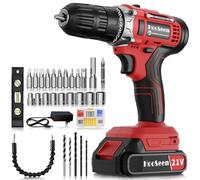 Taladro Atornillador 21V,Taladro Percutor a Bateria,Taladro Batería Atornillador Electrico con 65 Accesorios,2 Velocidad, LED Luz Para Hogar, Bricolaje