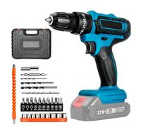 Taladro Atornillador a Batería compatible con Baterías Makita 18V | 25+1 Niveles de Par, Portabrocas 3/8", 2 Velocidades, con 26 Accesorios para Perforar y Atornillar, Sin Batería Ni Cargador