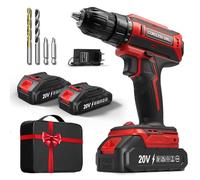 Taladro Atornillador Batería con 2 Baterías, 20V Taladro Bateria par Máximo de 42Nm, Taladro Inalámbrico de 2 Velocidades, Apto para Baterías Makita, 25+1 Niveles de Par, Portabrocas 10mm, Luces LED