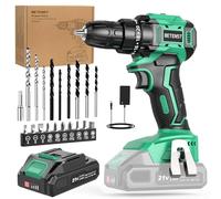 Taladro Atornillador Batería Sin Escobillas, BETENST Atornillador Electrico 21V con 2.0Ah Baterías, 45N.m Taladro Inalámbrico, 20 Ajuste de Par, 20 Accesorios, 2 Velocidad, Luz LED Para Bricolaje