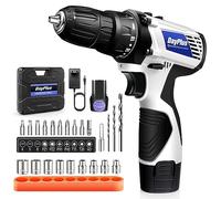Taladro atornillador eléctrico sin cable con batería de 1300mAh Luz LED 23pcs Estuche de accesorios gratis Herramienta eléctrica Velocidad Ajustable 2 Baterías