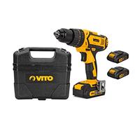 Taladro atornillador inalámbrico 18 V Vito Power + 2 baterías litio 2.0 ah + maletín con 18 accesorios