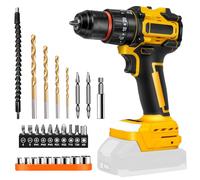 Taladro atornillador inalámbrico 2 en 1 compatible con Dewalt 18V 20V (sin batería), pequeño destornillador de percusión, 27 accesorios, 25 + 3 ajustes de par, mandril de 10 mm