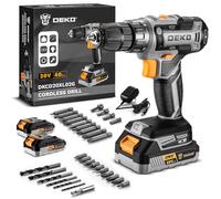 Taladro Atornillador Inalámbrico 20V, DEKOPRO Taladro Atornillador Bateria con 2 Baterías de 2,0 Ah y Cargador, 40 Nm, 2 Velocidad y LED, Adecuado para Bricolaje en Casa y Jardín,Gris