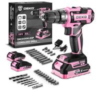 Taladro Atornillador Inalámbrico 20V, DEKOPRO Taladro Atornillador Bateria con 2 Baterías de 2,0 Ah y Cargador, 40 Nm, 2 Velocidad y LED, Adecuado para Bricolaje en Casa y Jardín,Rosa