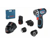 Bosch Professional GSR 12V-15 FC Taladro Atornillador Inalámbrico 12V, 2 Baterías 2,0Ah, Cargador GAL 1230 CC Flexiclic