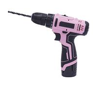 Taladro atornillador inalámbrico de 2 velocidades, 25 posiciones de par y 3 modos (accionamiento, perforación y perforación de martillo), juego de brocas de 21 piezas, color rosa, funciona con pilas