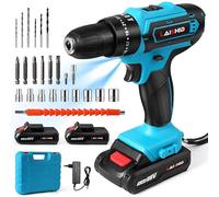 Taladro atornillador inalámbrico de 21 V, atornillador desatornillador con baterías, 1300 x 5 mAh, 32 N.m percusión, 25+3 ajustes de par, 24 accesorios, 2 velocidades, LED, para proyecto de bricolaje