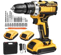 Taladro atornillador inalámbrico de 28 V, taladro eléctrico inalámbrico con 2 baterías + 24 accesorios, 25+3 ajustes de par, lámparas LED, taladro para bricolaje (18 V)
