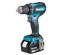 Taladro atornillador inalámbrico Makita DDF485RTJ de 18 V, azul/plateado.