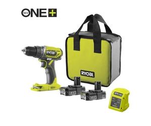 Taladro-atornillador sin cable ryobi one+ r18dd2-220s/ 2 baterías 18v 2,0 ah/ cargador 1,5 a/ bolsa de transporte