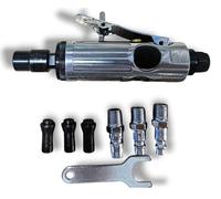 Taladro de aire comprimido neumático en línea con casquillo de 1/4" con 3 adaptadores de mandril y 3 adaptadores de aire