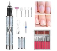 Taladro de manicura, taladro de archivos de uñas - Juego de perforación inalámbrica para uñas - Herramienta de multifuncional, removedor de esmalte de gel de bajo ruido recargable de USB para eliminac