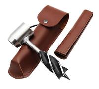 Taladro de Mano, Herramienta de Supervivencia para Colonos, Taladro Manual Para Carpintería, con Funda de Cuero para Madera, Juego de Taladro de Mano, para Acampar, al Aire Libre Taladro Manual