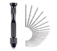 Taladro de Mano, Juego de Brocas de Mano 1 pieza de Herramientas de Mano + 30 Brocas de 0,3-3,0mm Micro Bit Hss Twist Drill para DIY Drilling la Perforación Artesanal (31 pieza)